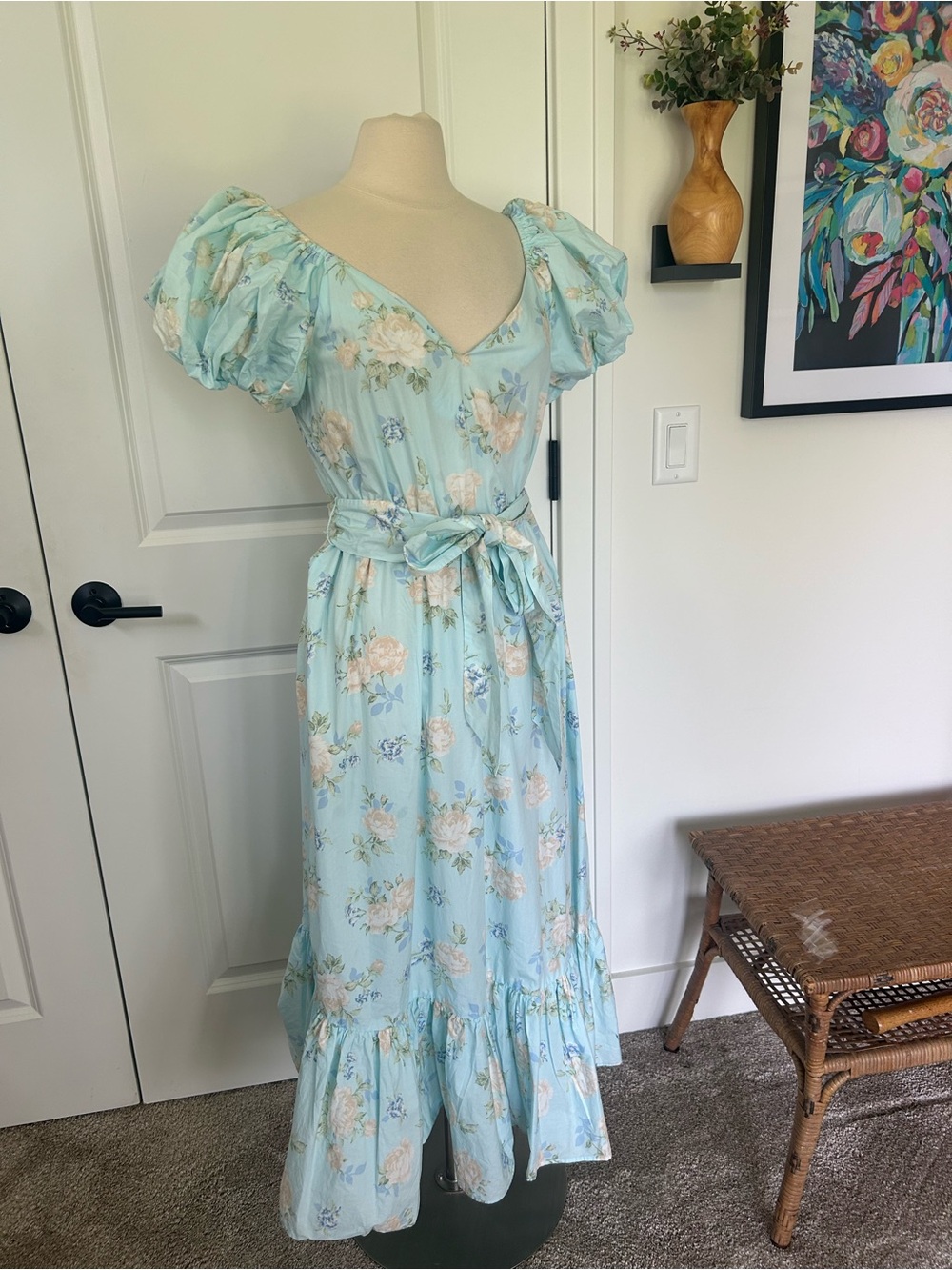 LoveShackFancy x Target sz 8 ESTELLE Floral Puff Slv Maxi Dress Love Shack Fancy